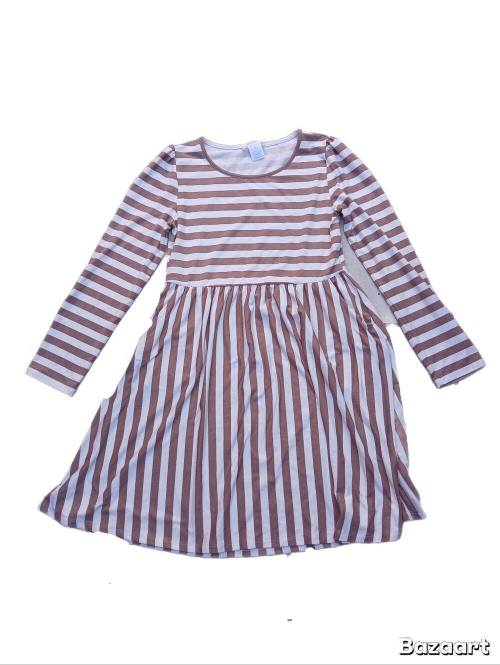 Emma & Elsa Brown And White Striped Skater Dress